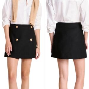 Vineyard Vines Nautical Navy Blue Button Front Mini Skirt Wool Blend Lined L New